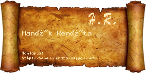 Hanák Renáta névjegykártya